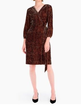 J Crew Leopard Velvet Wrap Dress size 0